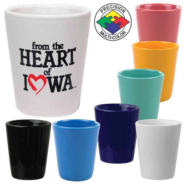 Ceramic 1.5oz shot glasses. Available in solid colors. Spot color.... from ASI 80093 Pyrographics / Pyrographics Line