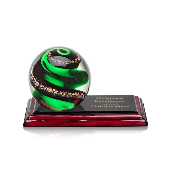 Magnificent Striking Zodiac Art Glass Award features twisting ribbons of emerald... from ASI 84592 St Regis Group / St Regis