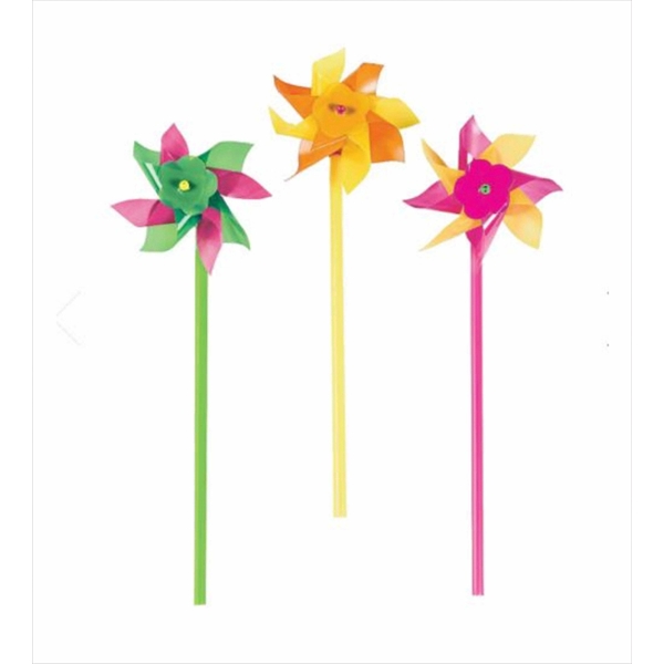 Assorted 4" NEON Color Pinwheels (includes logo and Assembly). Sold assorted... from ASI 57713 Glow Promotions / Glow Promotions