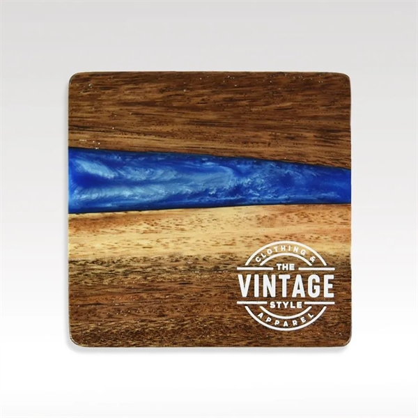 This set of four hardwood and resin coasters are naturally water-resistant... from ASI 93986 Visions/Awardcraft