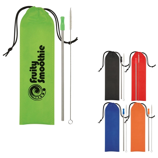 11" x 3 1/8" straw kit that includes a reusable stainless... from ASI 61125 Hit Promotional Products / Hit®