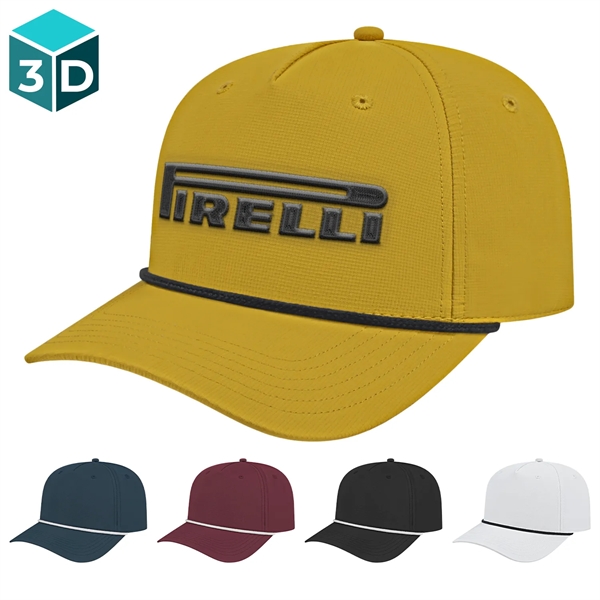 Athletic cap with five panels, flat visor, UV protection, and moisture-wicking... from ASI 57653 Gold Bond