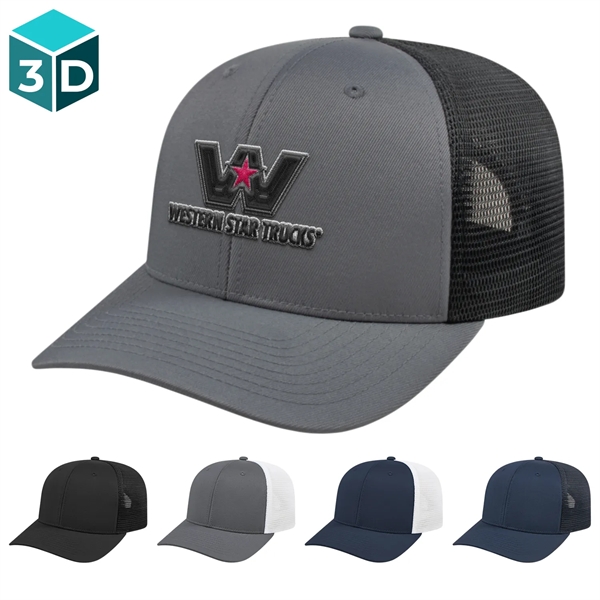 Trucker cap with a pre-curved visor.... from ASI 57653 Gold Bond