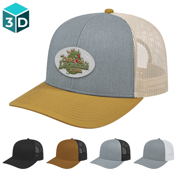 Trucker cap with a snap-tab closure and flat visor.... from ASI 57653 Gold Bond