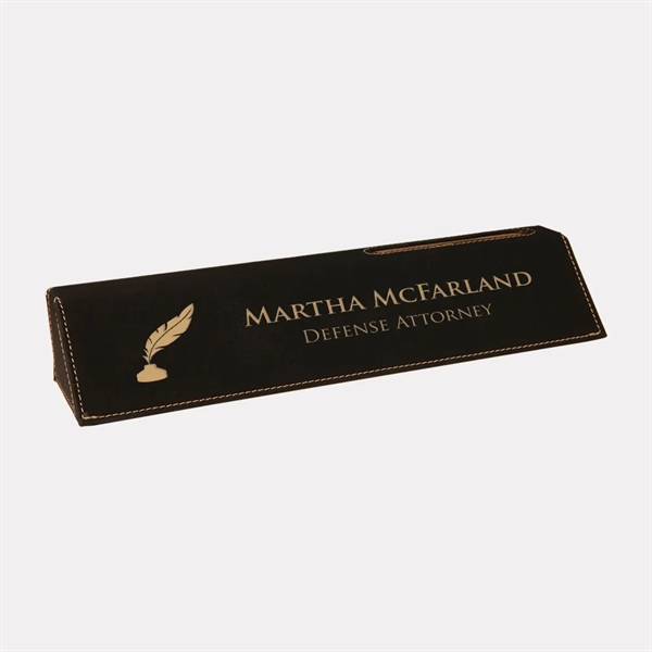Leatherette Desk Nameplate with Business Card Holder... from ASI 47791 Best Deal Awards