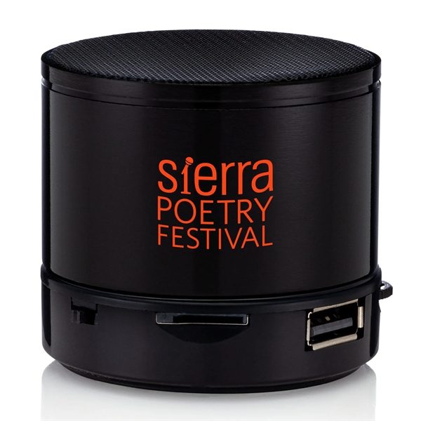 2.375" x 1.75" cylindrical Bluetooth hands free speaker with phone capability... from ASI 39820 Opusline (Benmex) / Opus Line