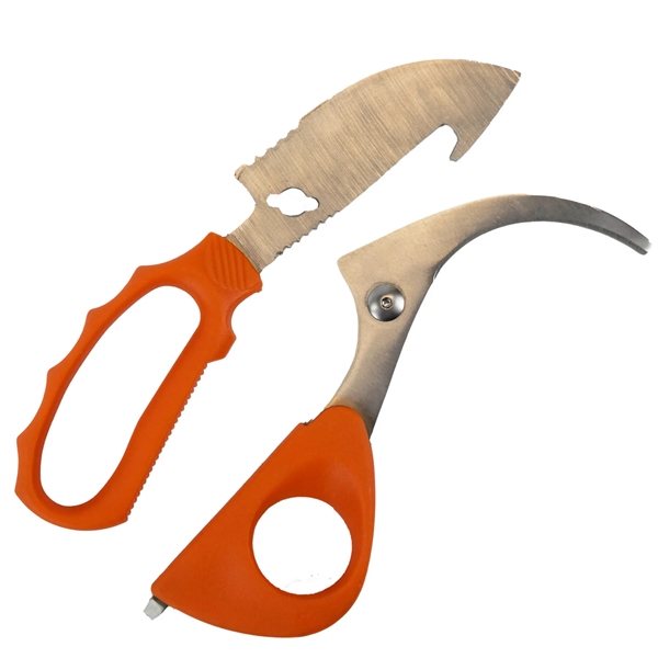Utility scissors that has multiple uses with an orange plastic handle... from ASI 54040 Fey Promo