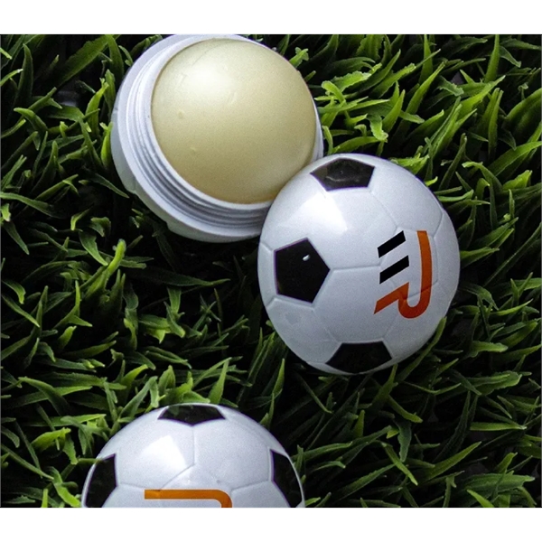 Soccerball lip balm ball moisturizer plus 1 color pad imprint on... from ASI 37218 Athena Promo (tm)