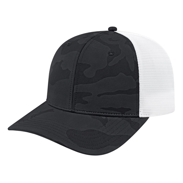 Medium profile six panel structured cap with a modified flat visor... from ASI 43792 Cap America Inc