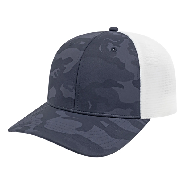 Medium profile six panel structured cap with a modified flat visor... from ASI 43792 Cap America Inc