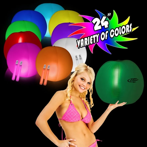24" translucent inflatable beach ball with two 6" glow sticks.... from ASI 42016 Brighter Promotions Inc / Chemical Light™ Liquid Light