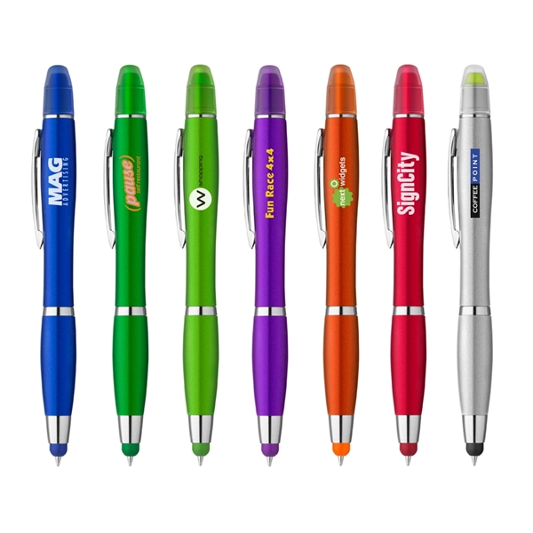 3-in-1 Plastic Ballpoint Pen with Highlighter and Soft Touch Stylus... from ASI 31517 Admart Products / Admart Line