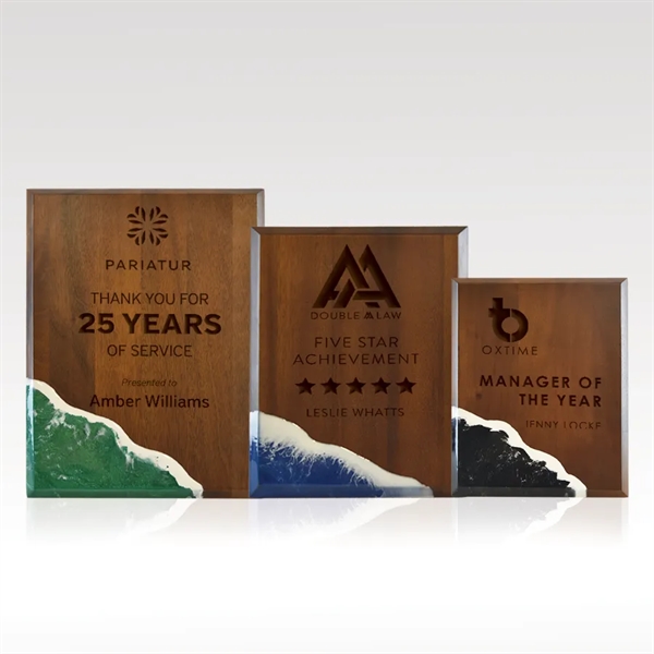 Our Natural Edge plaques feature artisan-crafted acacia wood with eco-friendly resin... from ASI 93986 Visions/Awardcraft