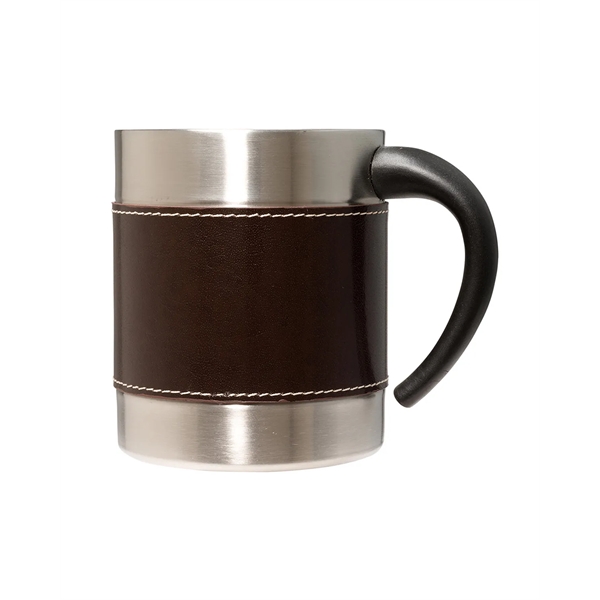 10 oz. double-wall insulated stainless steel coffee mug with a leather... from ASI 79530 Prime Line
