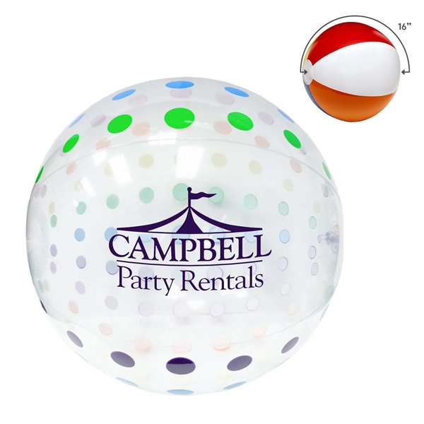16" inflatable beach ball with polka dot design.... from ASI 63549 Jornik Manufacturing Corp / Jornik
