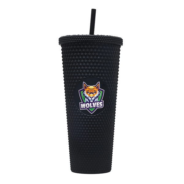 24-ounce tumbler with a straw, a studded texture, and a screw-on... from ASI 90807 Tekweld