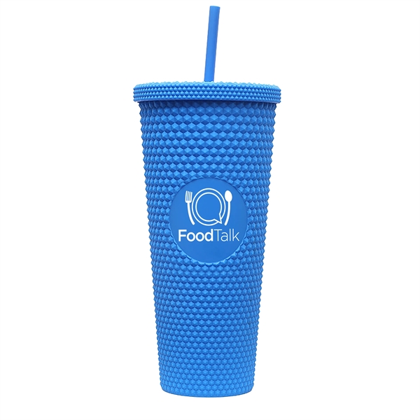 24-ounce tumbler with a straw, a studded texture, and a screw-on... from ASI 90807 Tekweld