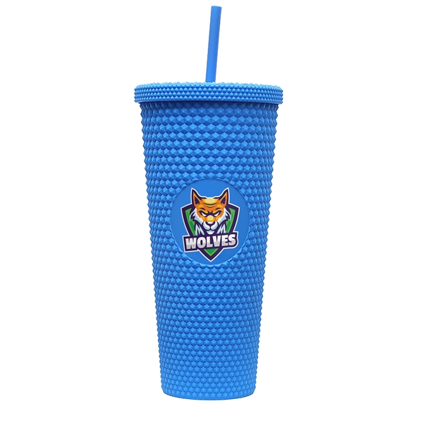 24-ounce tumbler with a straw, a studded texture, and a screw-on... from ASI 90807 Tekweld