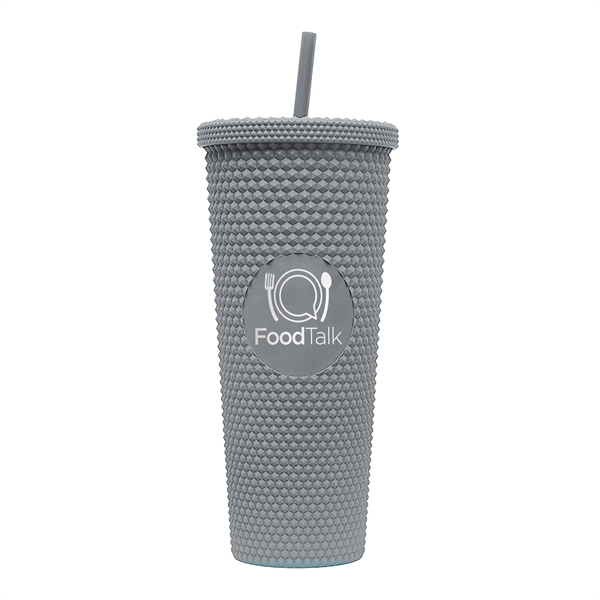 24-ounce tumbler with a straw, a studded texture, and a screw-on... from ASI 90807 Tekweld