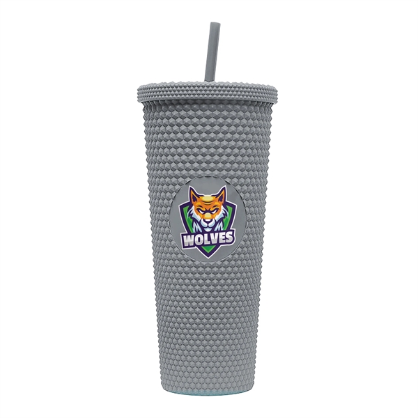 24-ounce tumbler with a straw, a studded texture, and a screw-on... from ASI 90807 Tekweld