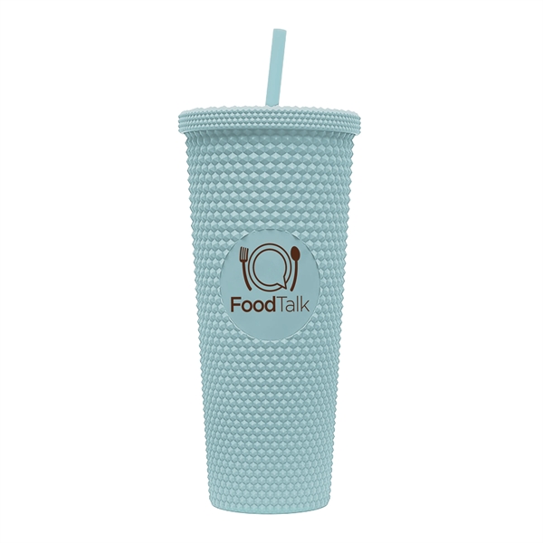 24-ounce tumbler with a straw, a studded texture, and a screw-on... from ASI 90807 Tekweld