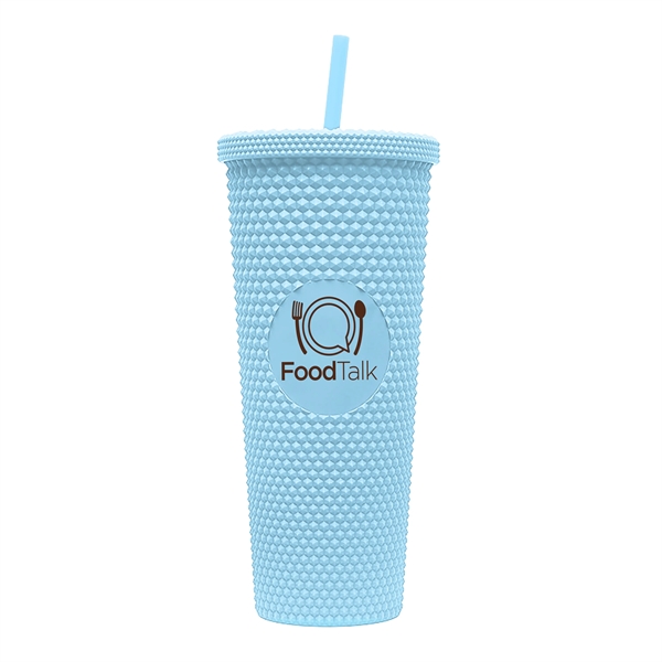 24-ounce tumbler with a straw, a studded texture, and a screw-on... from ASI 90807 Tekweld