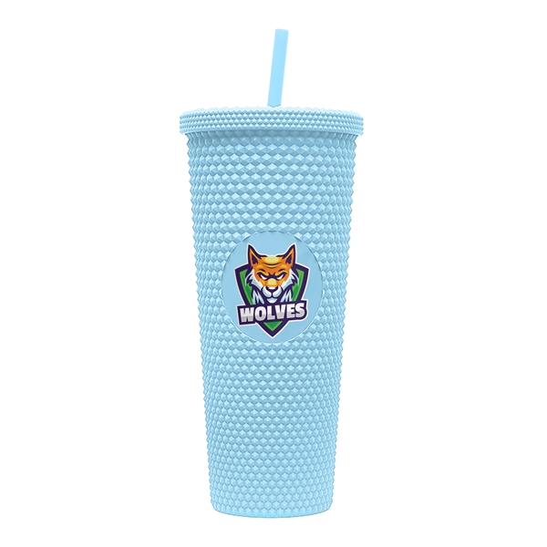 24-ounce tumbler with a straw, a studded texture, and a screw-on... from ASI 90807 Tekweld