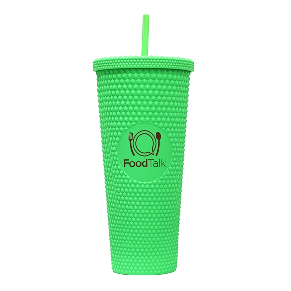 24-ounce tumbler with a straw, a studded texture, and a screw-on... from ASI 90807 Tekweld