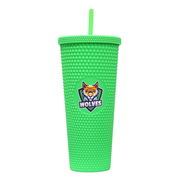 24-ounce tumbler with a straw, a studded texture, and a screw-on... from ASI 90807 Tekweld