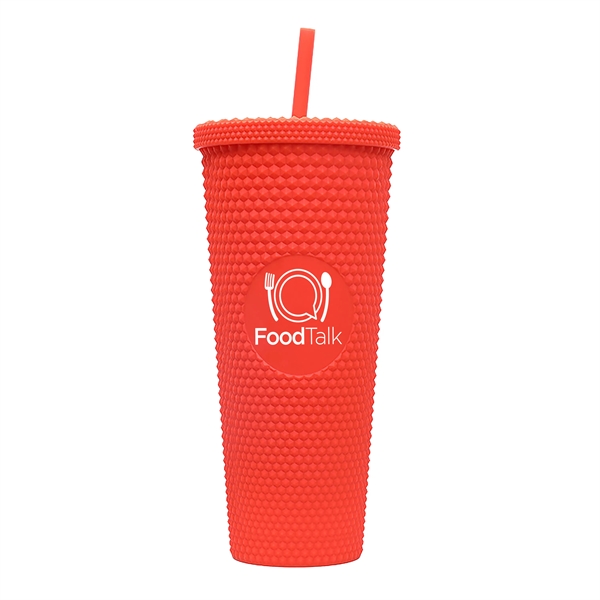 24-ounce tumbler with a straw, a studded texture, and a screw-on... from ASI 90807 Tekweld