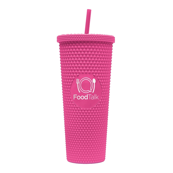 24-ounce tumbler with a straw, a studded texture, and a screw-on... from ASI 90807 Tekweld