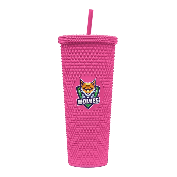 24-ounce tumbler with a straw, a studded texture, and a screw-on... from ASI 90807 Tekweld