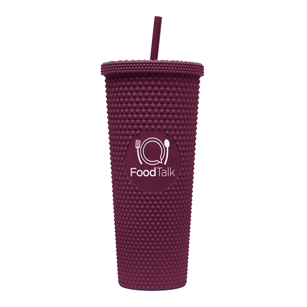 24-ounce tumbler with a straw, a studded texture, and a screw-on... from ASI 90807 Tekweld