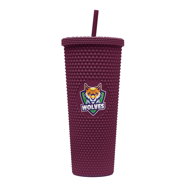 24-ounce tumbler with a straw, a studded texture, and a screw-on... from ASI 90807 Tekweld