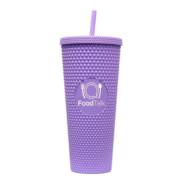 24-ounce tumbler with a straw, a studded texture, and a screw-on... from ASI 90807 Tekweld