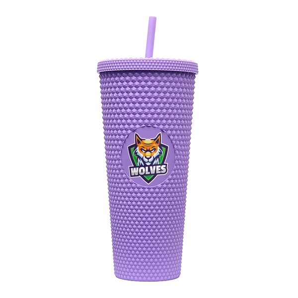 24-ounce tumbler with a straw, a studded texture, and a screw-on... from ASI 90807 Tekweld