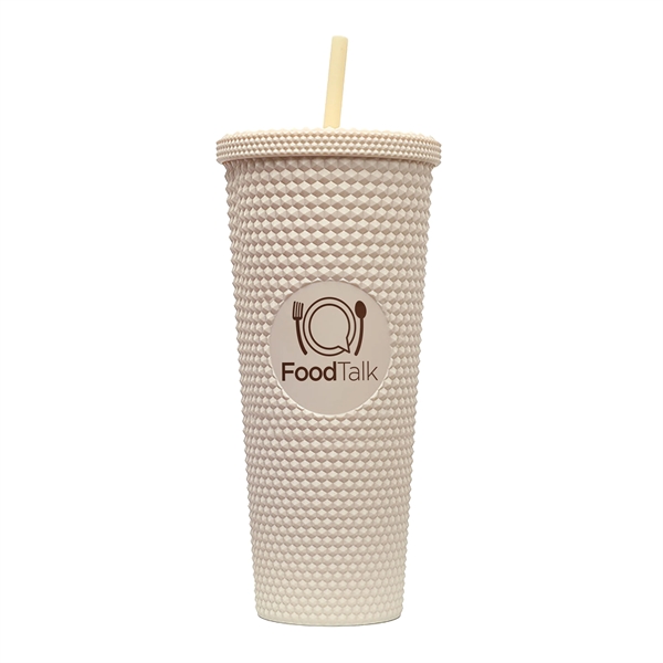 24-ounce tumbler with a straw, a studded texture, and a screw-on... from ASI 90807 Tekweld