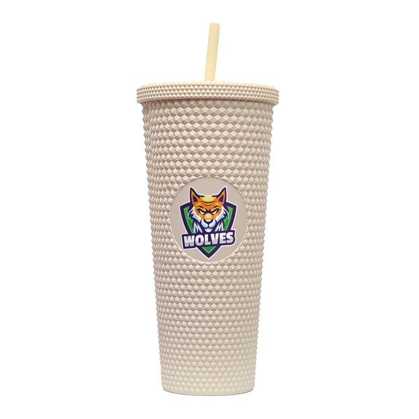 24-ounce tumbler with a straw, a studded texture, and a screw-on... from ASI 90807 Tekweld