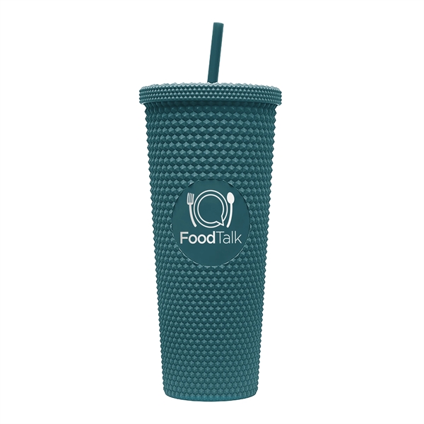 24-ounce tumbler with a straw, a studded texture, and a screw-on... from ASI 90807 Tekweld