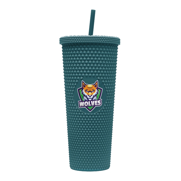 24-ounce tumbler with a straw, a studded texture, and a screw-on... from ASI 90807 Tekweld