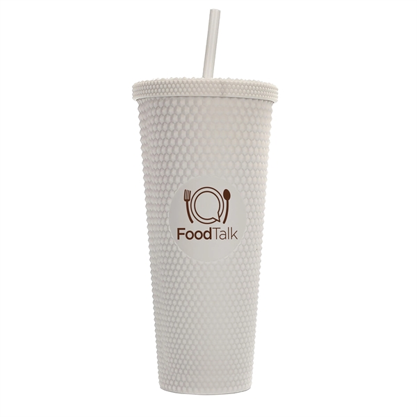 24-ounce tumbler with a straw, a studded texture, and a screw-on... from ASI 90807 Tekweld
