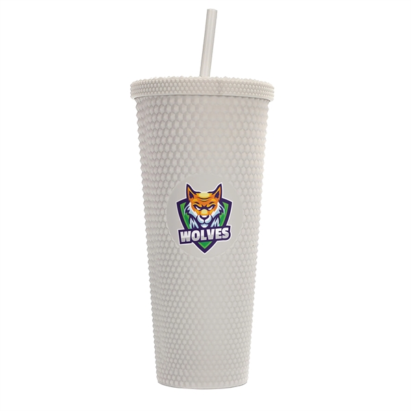 24-ounce tumbler with a straw, a studded texture, and a screw-on... from ASI 90807 Tekweld