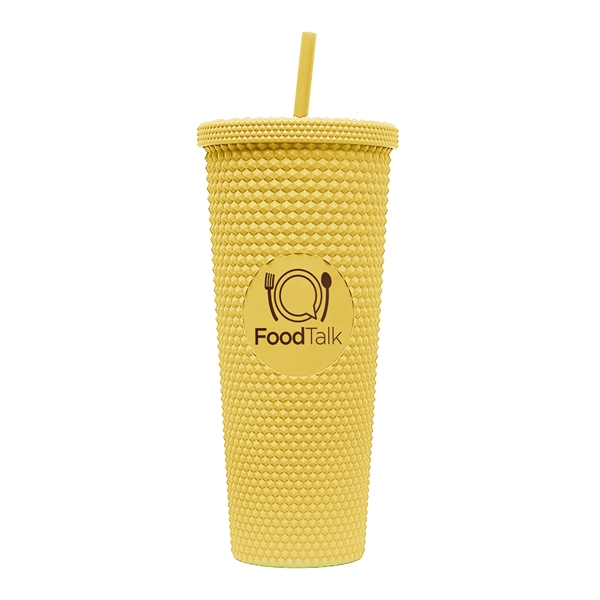 24-ounce tumbler with a straw, a studded texture, and a screw-on... from ASI 90807 Tekweld
