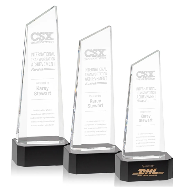 The thick Optical Crystal Belmont Tower Award features a slanted top... from ASI 84592 St Regis Group / St Regis