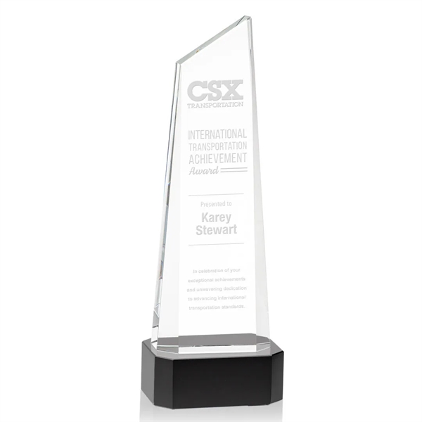 The thick Optical Crystal Belmont Tower Award features a slanted top... from ASI 84592 St Regis Group / St Regis