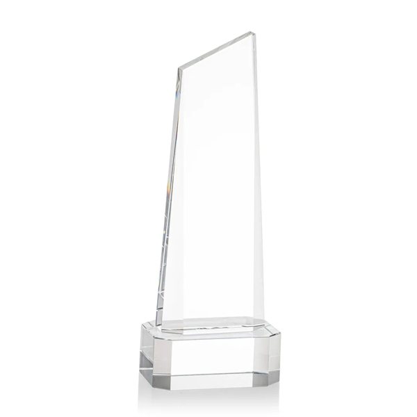 The thick Optical Crystal Belmont Tower VividPrint™ Award features a slanted... from ASI 84592 St Regis Group / St Regis