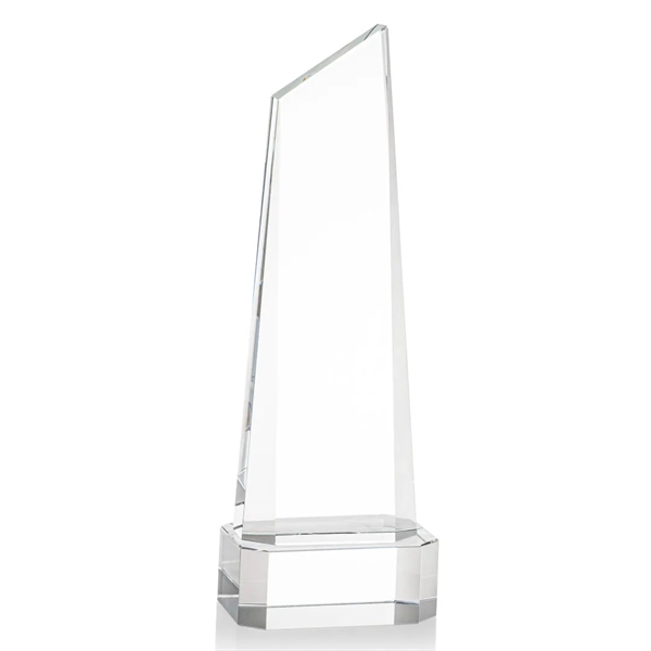 The thick Optical Crystal Belmont Tower VividPrint™ Award features a slanted... from ASI 84592 St Regis Group / St Regis