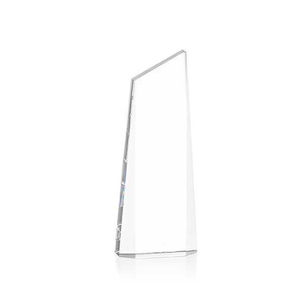 The freestanding thick Optical Crystal Belmont Tower Award features a slanted... from ASI 84592 St Regis Group / St Regis