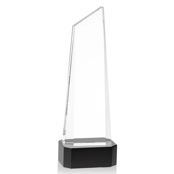 The thick Optical Crystal Belmont Tower VividPrint™ Award features a slanted... from ASI 84592 St Regis Group / St Regis