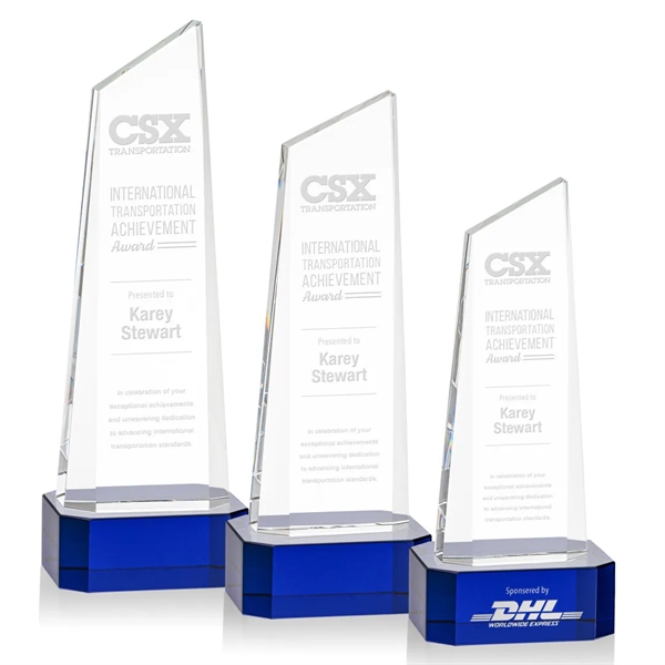 The thick Optical Crystal Belmont Tower Award features a slanted top... from ASI 84592 St Regis Group / St Regis